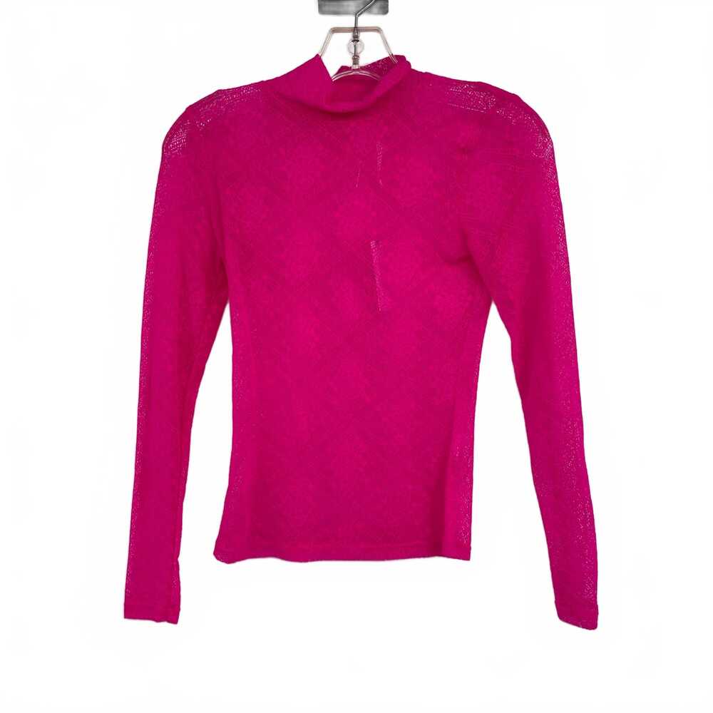 Anthropologie Pink Long Sleeve Tee Lace Mesh | Womens XXS